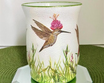 Hummingbird Decor, Whimsical Hummingbird, Hummingbird Vase, Hummingbird Candle Holder, Gifts for Bird Lovers, Hummingbirds