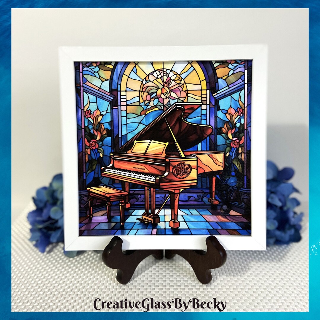 Grand Piano Art, Piano Lover Gifts, Stain Glass Piano, Piano Canvas