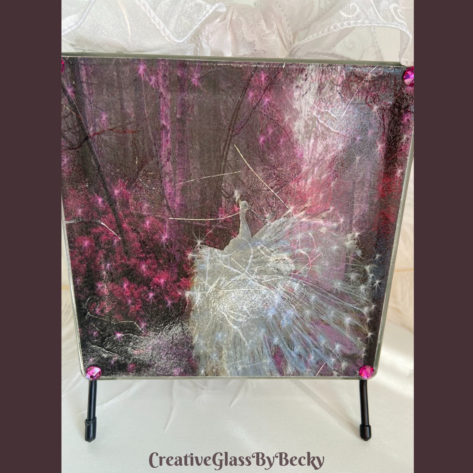 White Peacock Decor Peacock Centerpiece Lighted Glass Block Etsy