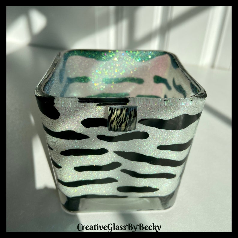 Zebra Room Decor, Zebra Print Decor, Zebra Candle, Zebra Centerpiece, Animal Candle Holder, Zebra Print Candle, Hand Painted Candle Holder image 9