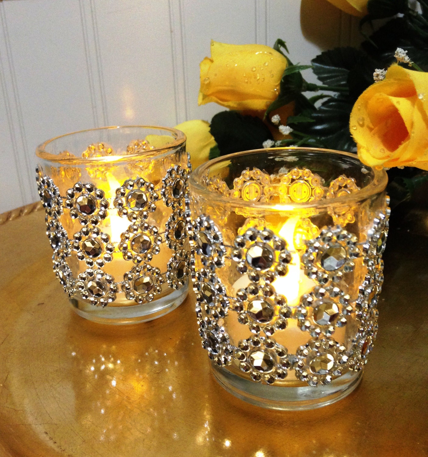 Bling Candle Holders Romantic Gifts Tea Light Candles Glass Etsy