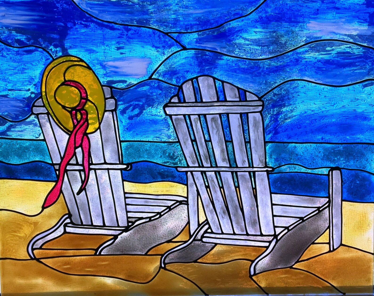 Coastal Decor Beach Beach Stained Glass Beach Painting Etsy