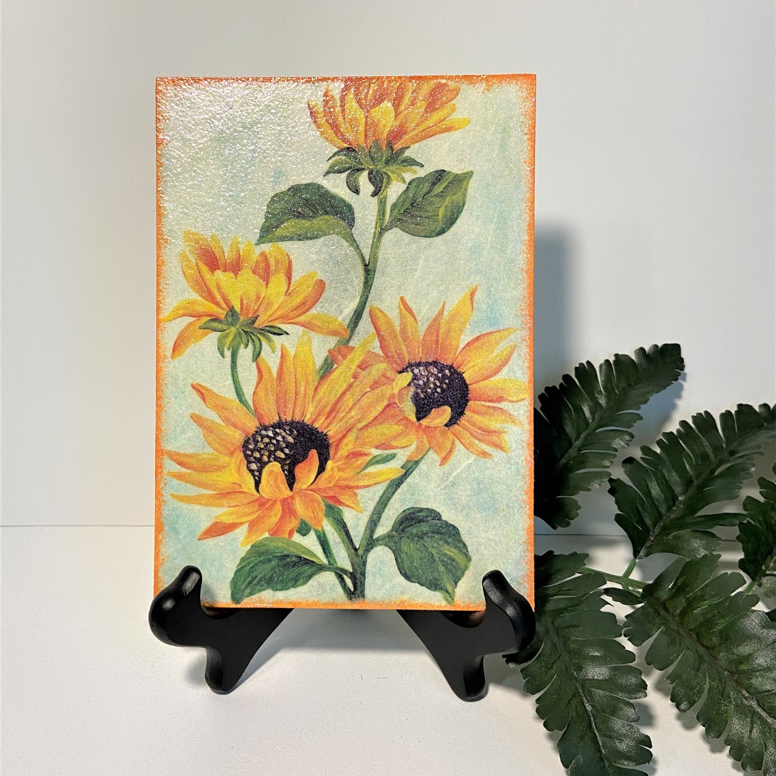 Sunflower Gifts For Her Sunflower Decoupage Sunflower Window Etsy