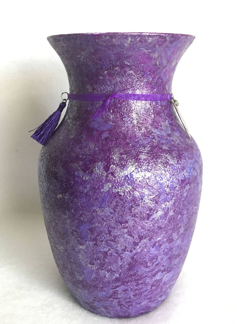 Hippie Decor Bohemian Glass Vase Purple Glass Vase Boho Etsy