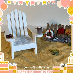 White Miniature Adirondack Chair, Beach Chair Cake Topper, Coastal Decor Beach House, Beach Table Decor, Beach Party Gifts, Beach Ornament