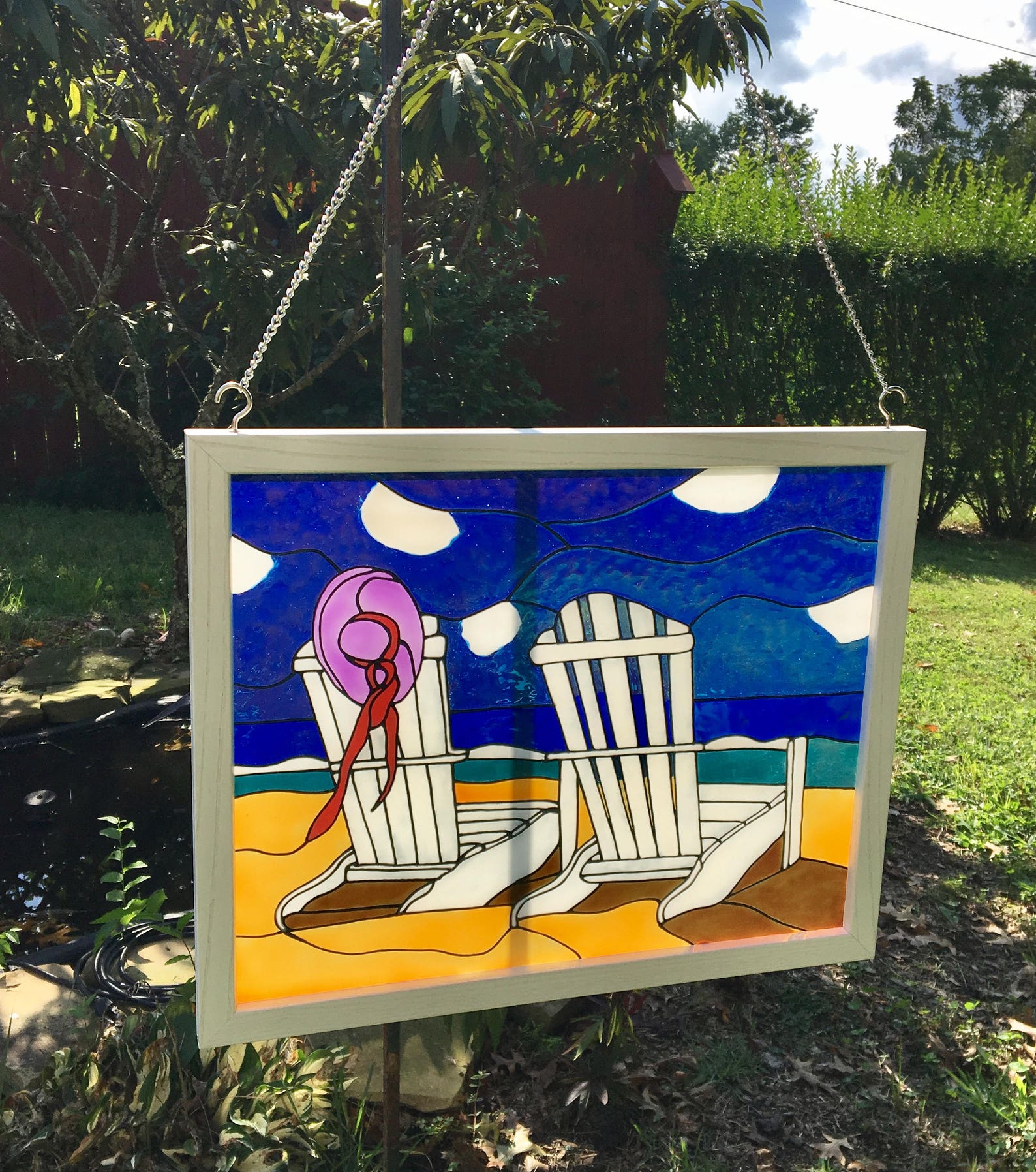 Coastal Decor Beach Beach Stained Glass Beach Painting Etsy