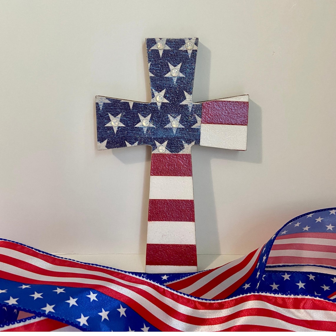 Red White and Blue Cross American Flag Wall Cross USA Flag Etsy