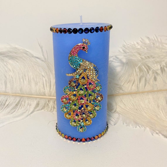Peacock Gifts Peacock Candle Rainbow Candle Peacock Etsy