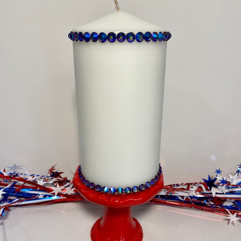 Flag Candles Cross Candle Red White and Blue Candle Etsy