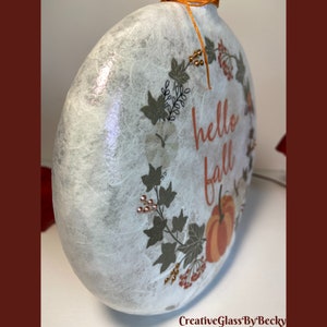 Hello Fall Decor, Red Truck Fall Decor, Lighted Bottles, Decoupaged ...