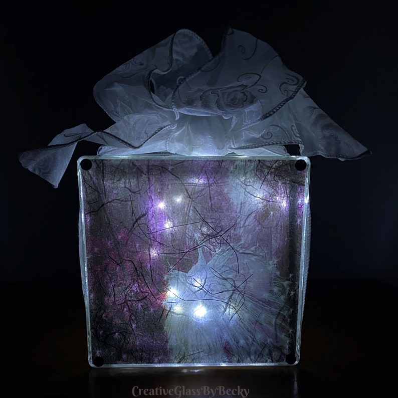 White Peacock Decor Peacock Centerpiece Lighted Glass Block Etsy