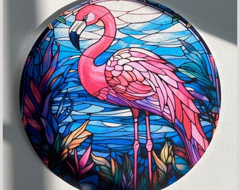 Flamingo Suncatcher, Stain Glass Flamingo , Flamingo Suncatcher Window Hanging, Flamingo Gifts, Gifts Under 35, 8 Inch Suncatcher