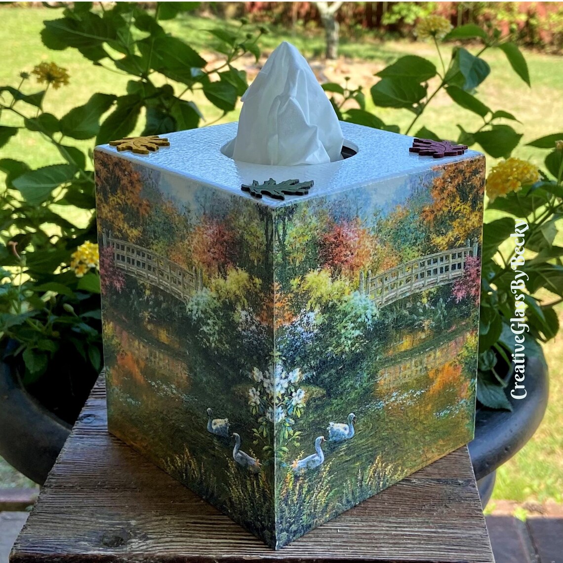 Fall Tissue Box Cover Decoupaged Tissue Box Tissue Box Cover Etsy