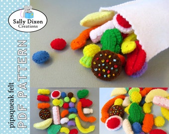 DIGITAL SEWING PATTERN - Aussie Mixed Lollies - Felt play food