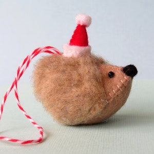 Décoration de Noël hérisson en feutre : animal en feutre de laine fait main
