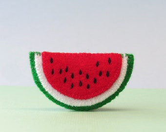 Watermelon brooch, Wool felt watermelon, Handmade brooch, keepsake gift, teacher's gift, watermelon pin, fruit pin, melon pin, melon brooch