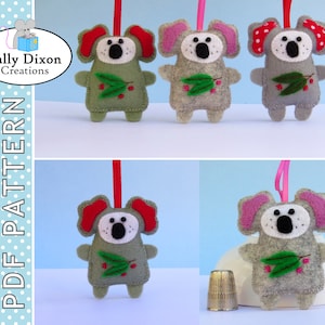 Felt Christmas Koala Ornament Sewing Pattern (PDF Download)