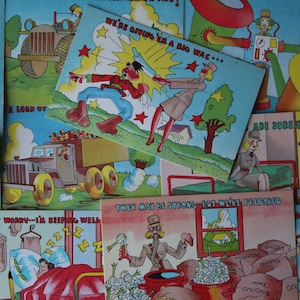 Lot of 10 World War 2 Era Women&#39;s Army Corps (WAC) Comic Postcards, Unused Funny WWII Collectible