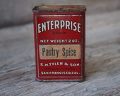 Enterprise Pastry Spice Tin S.H. Tyler and Son Manufactures San Francisco California - Vintage Red Farmhouse Kitchen Decor