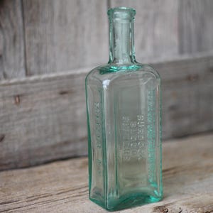 Late 1800s Burdock Blood Bitters Antique Aqua Embossed Glass Quack Medicine Bottle Apothecary Collectible Foster, Milburn & Co. Buffalo NY