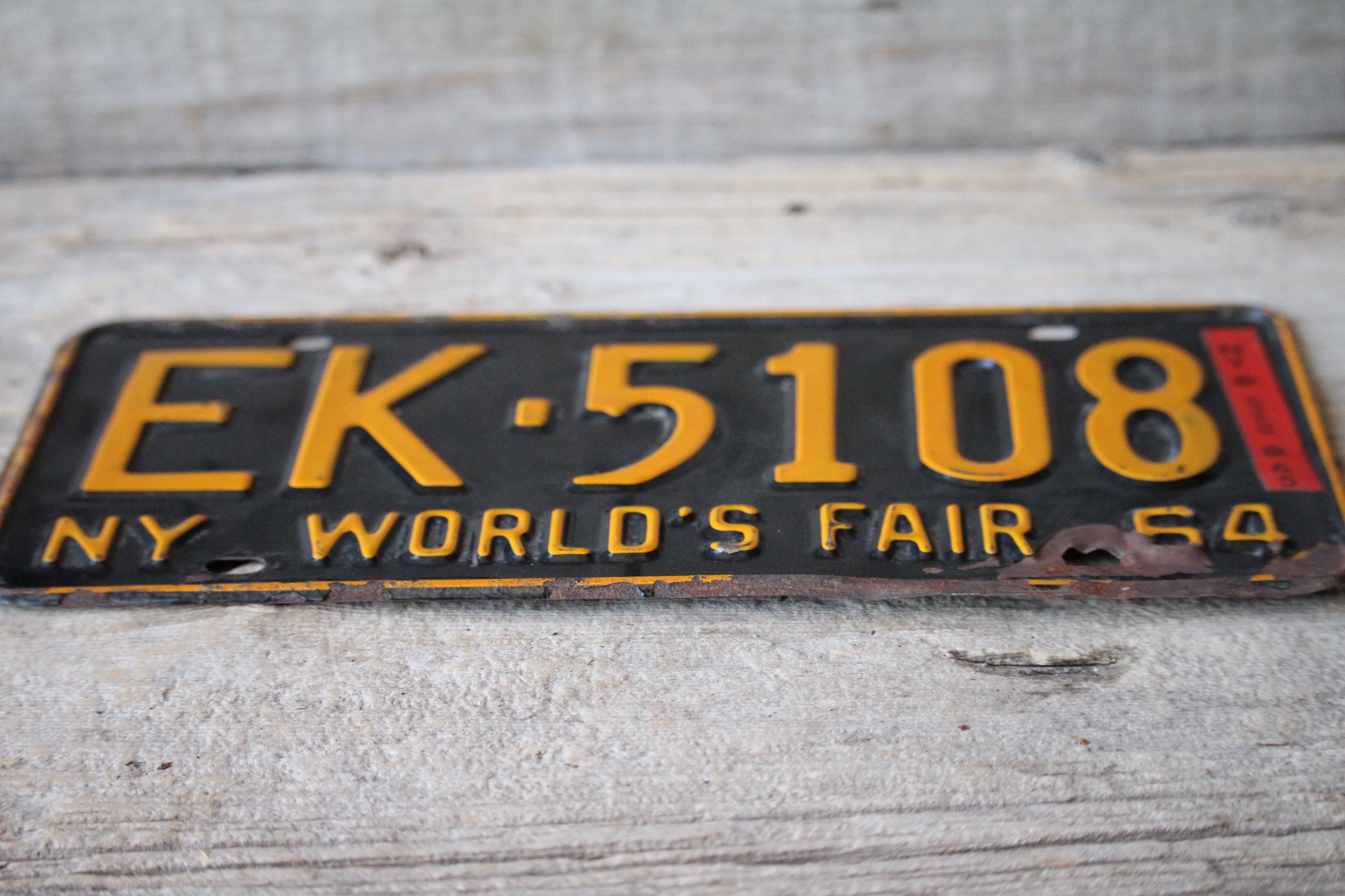 1964 New York World's Fair License Plate With 1965 Renewal Sticker ...