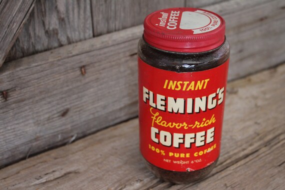 Mid Century Fleming's Brand Instant Coffee Jar, Certified Brands Inc. Kansas City Missouri, Retro Kitchen Decor