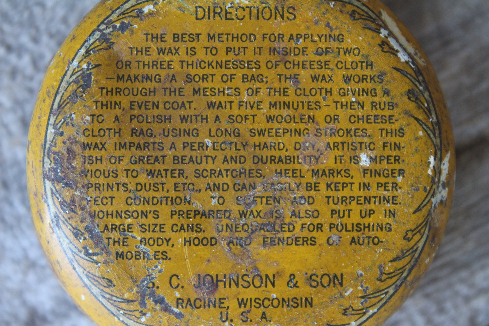 Rare Antique Johnson's Furniture Wax Tin S. C. Johnson Etsy