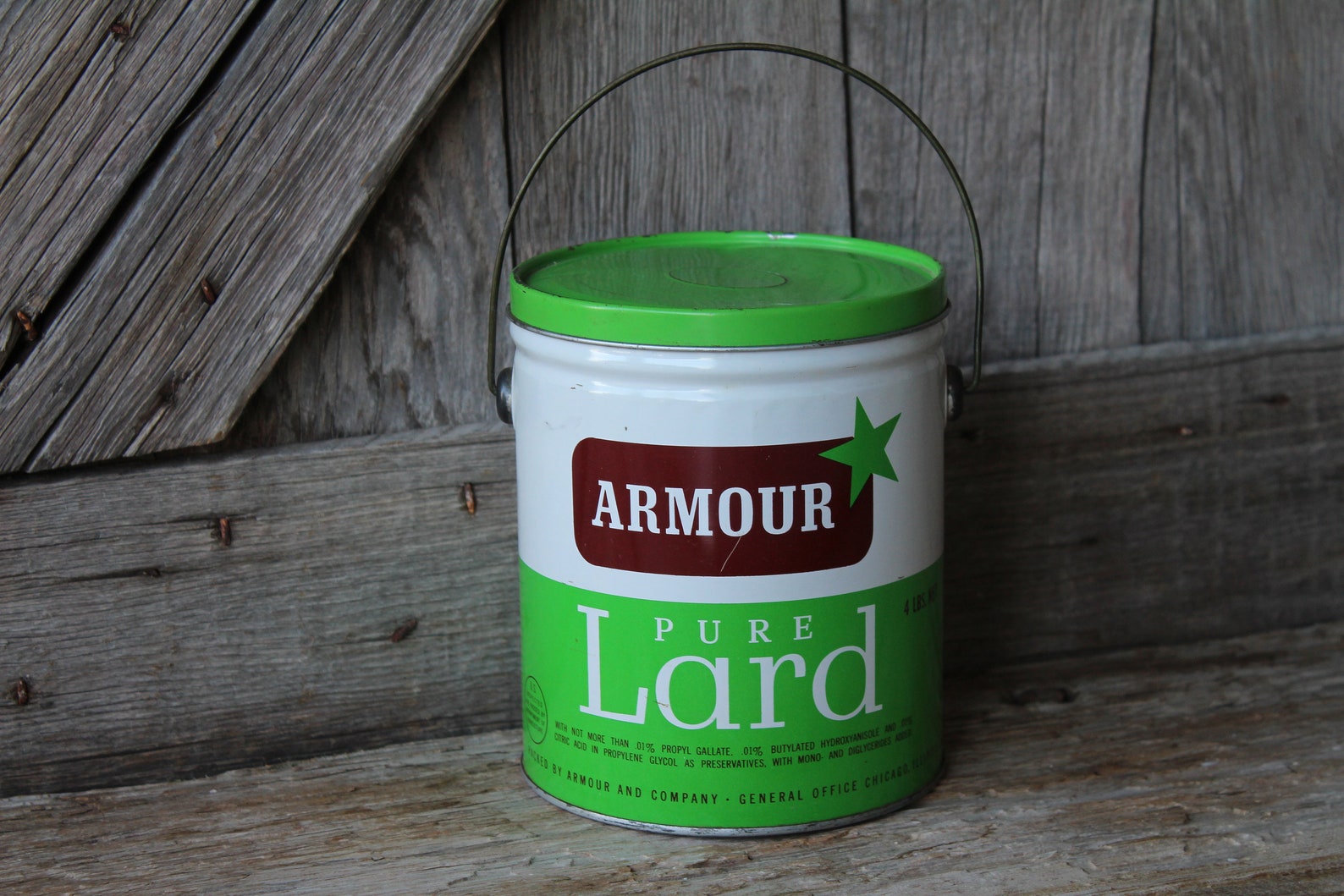 Armour Star Brand Pure Lard 4 Lb Tin With Lid and Wire Bail Etsy