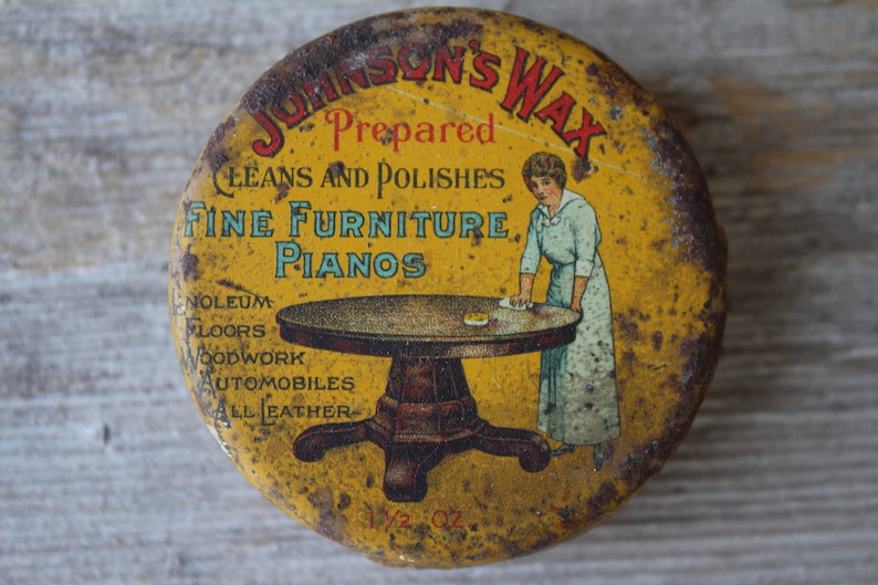 Rare Antique Johnson's Furniture Wax Tin S. C. Johnson Etsy
