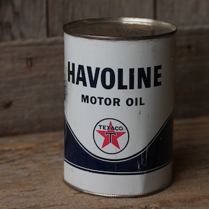 Havoline Texaco Motor Oil Can One Quart Gas Station Advertising