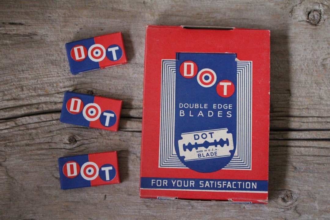 Used Razorblade Labels DOT Brand Double Edged Razor Blades Countertop Store Display With 20 ...
