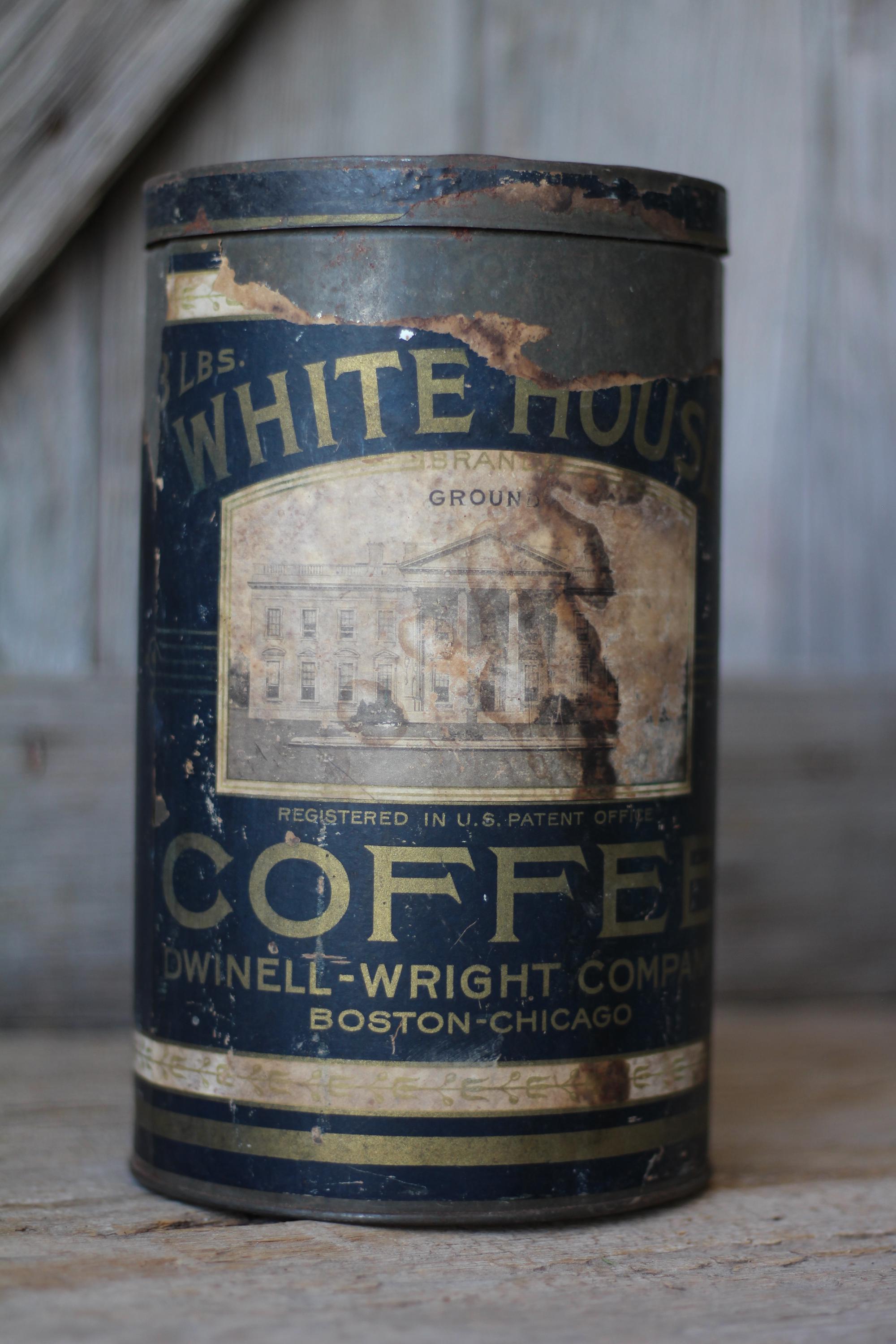 Antique Paper Label White House Brand Coffee Tin Embossed Dwinell