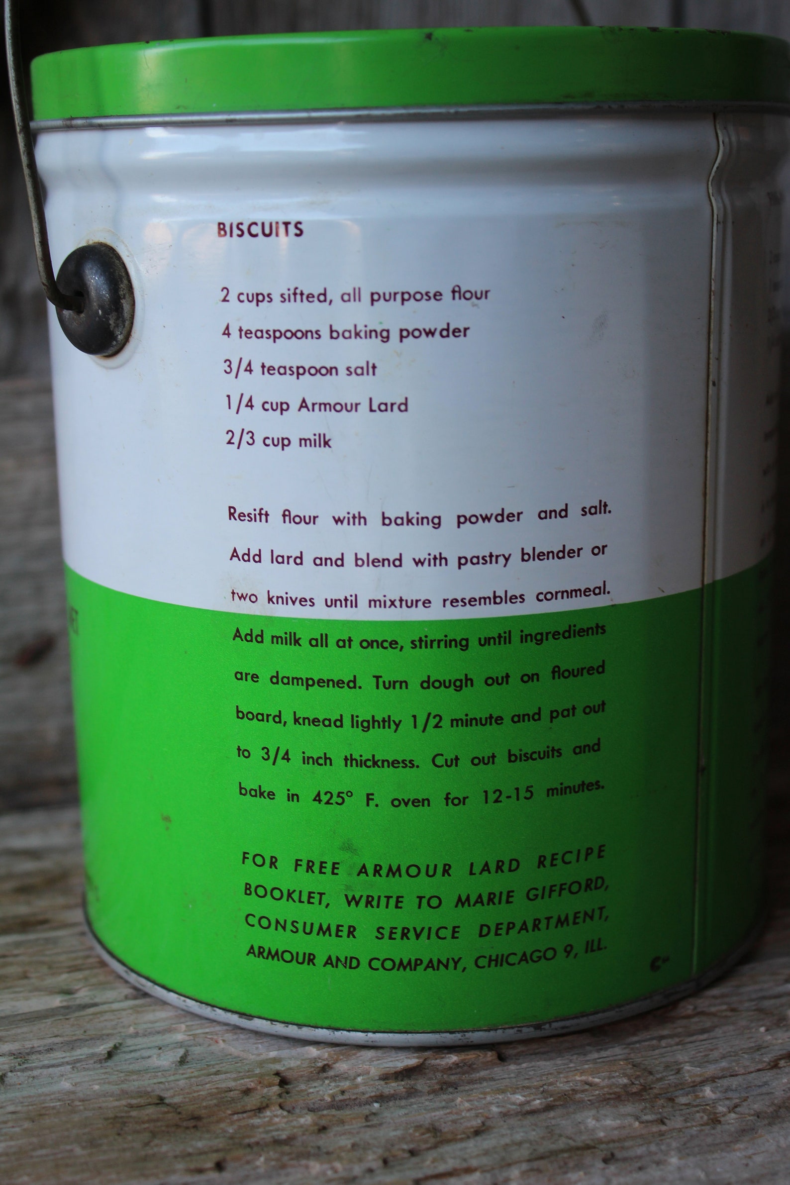 Armour Star Brand Pure Lard 4 Lb Tin With Lid and Wire Bail Etsy