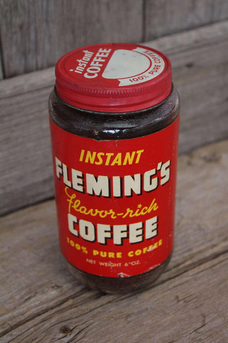 Mid Century Fleming's Brand Instant Coffee Jar