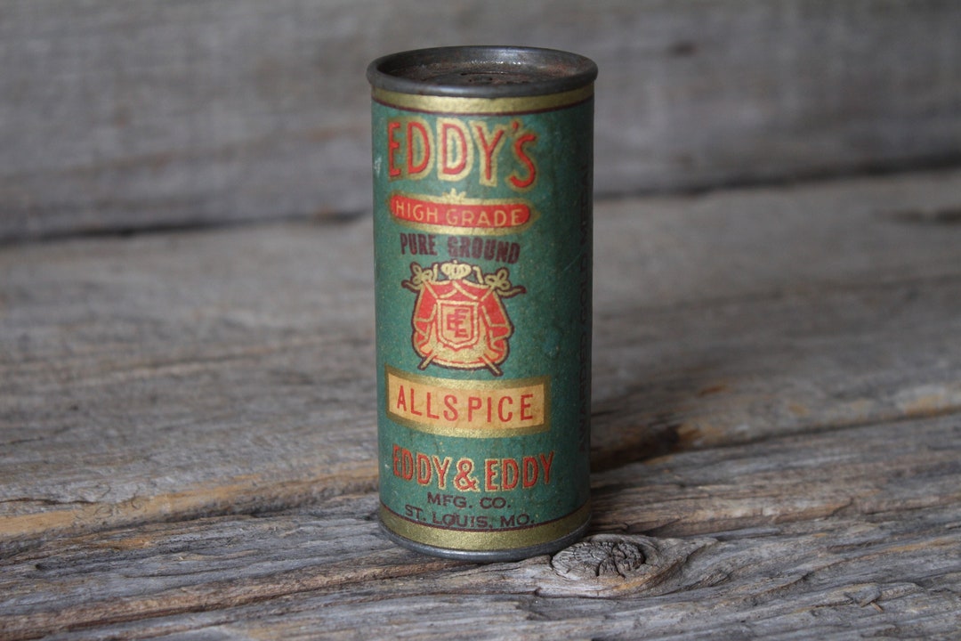 Eddy's Brand Allspice Antique Spice Tin Eddy and Eddy Manufacturing