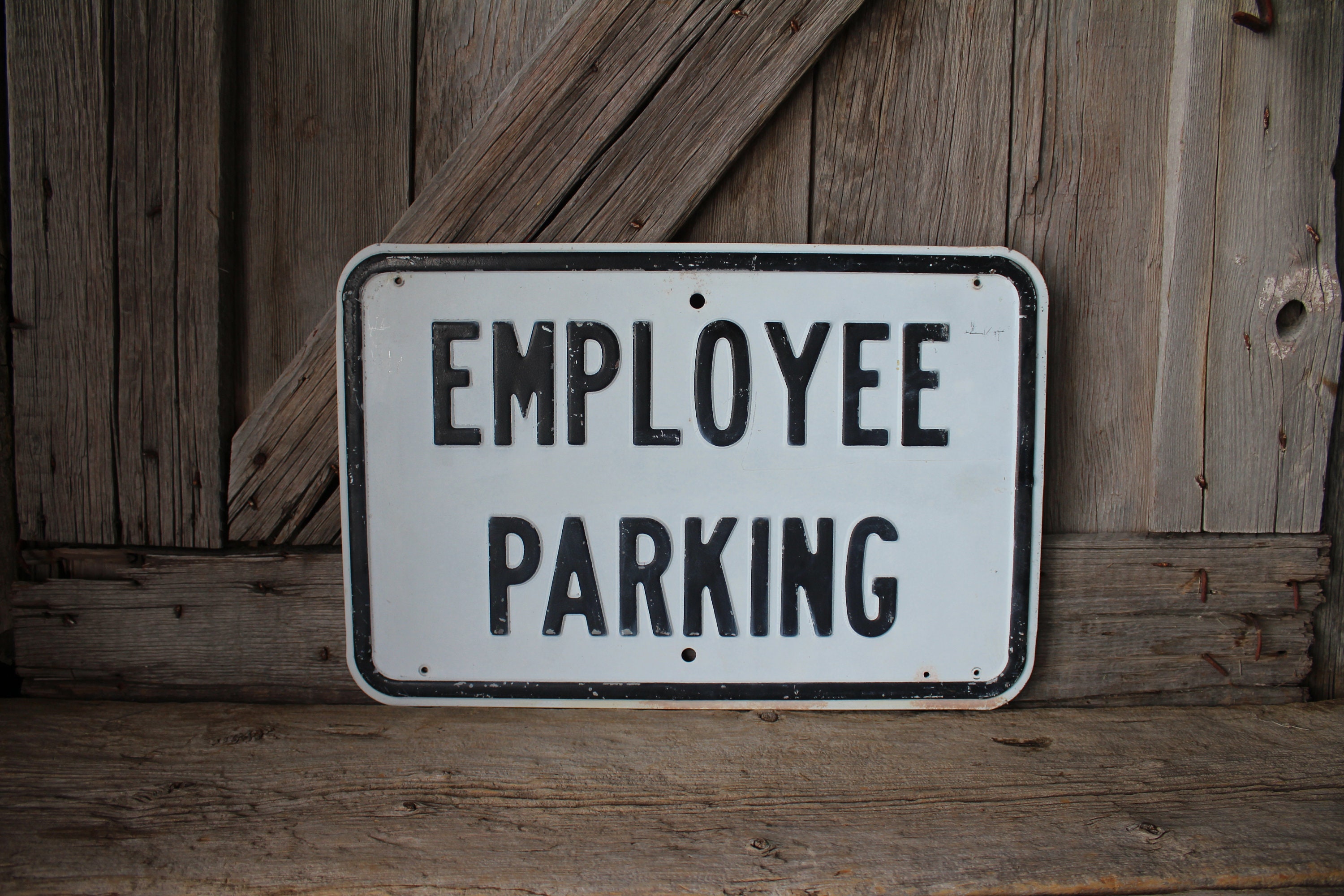 Authentic 1970s Embossed Steel Employee Parking Lot Street Sign 18