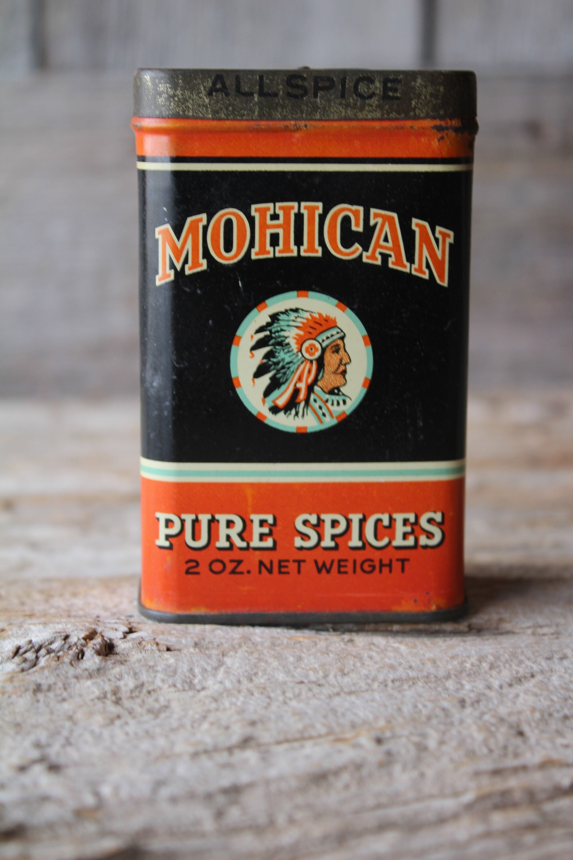 Mohican Brand Allspice Antique Spice Tin New York City Rare 1936