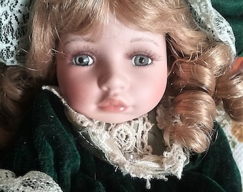 Vintage Musical Doll Camille Collectible Memories Genuine Porcelain Doll Plays Oh Tannenbaum Oh Christmas Tree