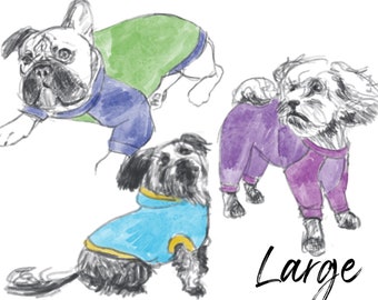 6 Sizes LARGE BUNDLE PDF Sewing Pattern Dog Tee Dog Jumper Dog Pajama Sewing Pattern for Dogs Toby Jumper|Dog Sewing Pattern|Dog Clothes|Pdf