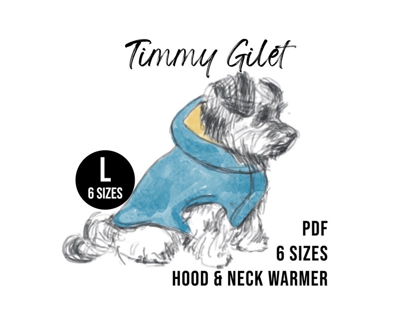 6 Sizes Dog Jacket PDF Sewing Pattern LARGE 13-18 Timmy image 1