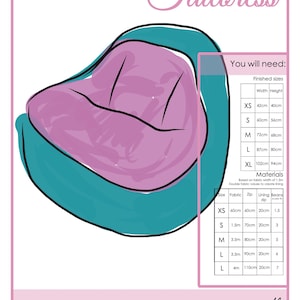 BEANBAG CHAIR PDF Sewing Pattern 5 Sizes image 9