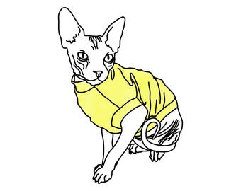 Sphynx Cat Hoodie Sewing Pattern PDF – Cat Turtleneck & Sweater Pattern for Hairless Cats