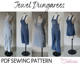 Jewel Dungarees PDF Sewing Pattern - 6 Style Options