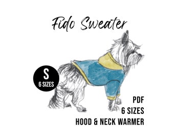6 Sizes - Small Dog Sweater PDF Sewing Pattern Fido