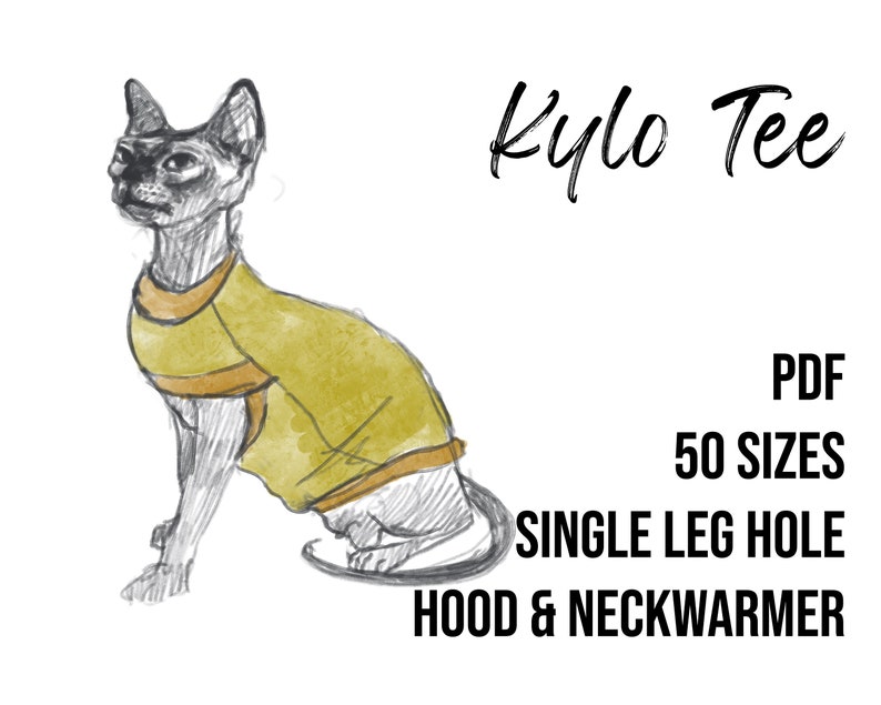 Cat shirt sewing pattern in 50 sizes gift for cats cat sweater pattern, cat sewing pattern, single hole opening shirt for cats