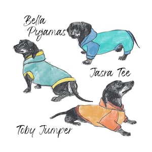 Dachshund Clothes Sewing Pattern BUNDLE Pajamas for Sausage Dog Clothing, Dachshund Clothes for Dogs, Weiner Dog Pyjamas for Weenie Dog