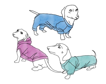 Dachshund Clothes Sewing Pattern Bundle PDF – Dog Pajamas, Shirt & Jumper Patterns