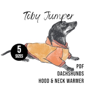 5 Sizes - Dachshunds Dog Toby Jersey PDF Pattern (XXS/XS/S/M/L) Sausage Dog Sewing Pattern Weenie Clothes