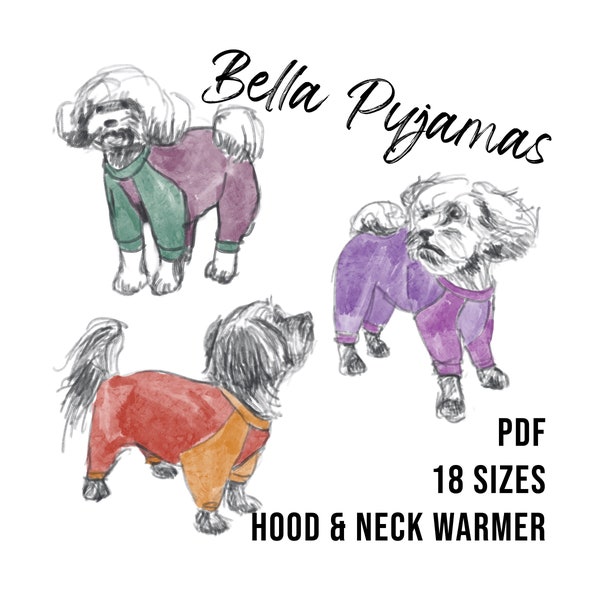 Dog Pajama PDF Sewing Pattern Small Dog Clothing, Large Dog Pajamas, Medium Size Dog Clothes Sewing Pattern, Dog Pajamas for Dogs Dog Pjs