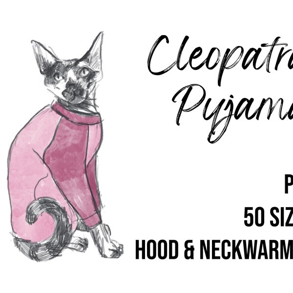 Cat Pyjama Body Cat Recovery Suit Cat Four Leged Suit Cat Pyjamas Cat Clothes Sewing Pattern For Sphynx Cats and Sphinx Kittens PDF